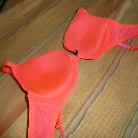 Xhilaration Neon Orange Push Up Bra, Lace, 32B - Picture 14 of 15